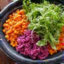 Seasonal river salad with roasted beets and nuts